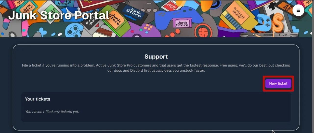 The Junk Store support portal