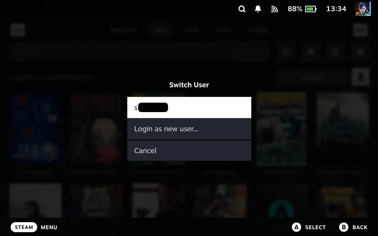 Switch user dropdown