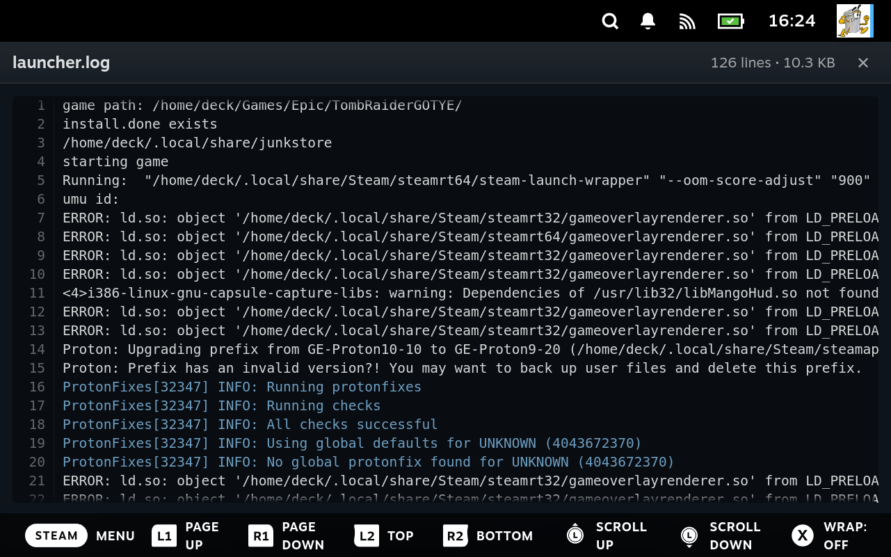 launcher.log open in the text viewer.