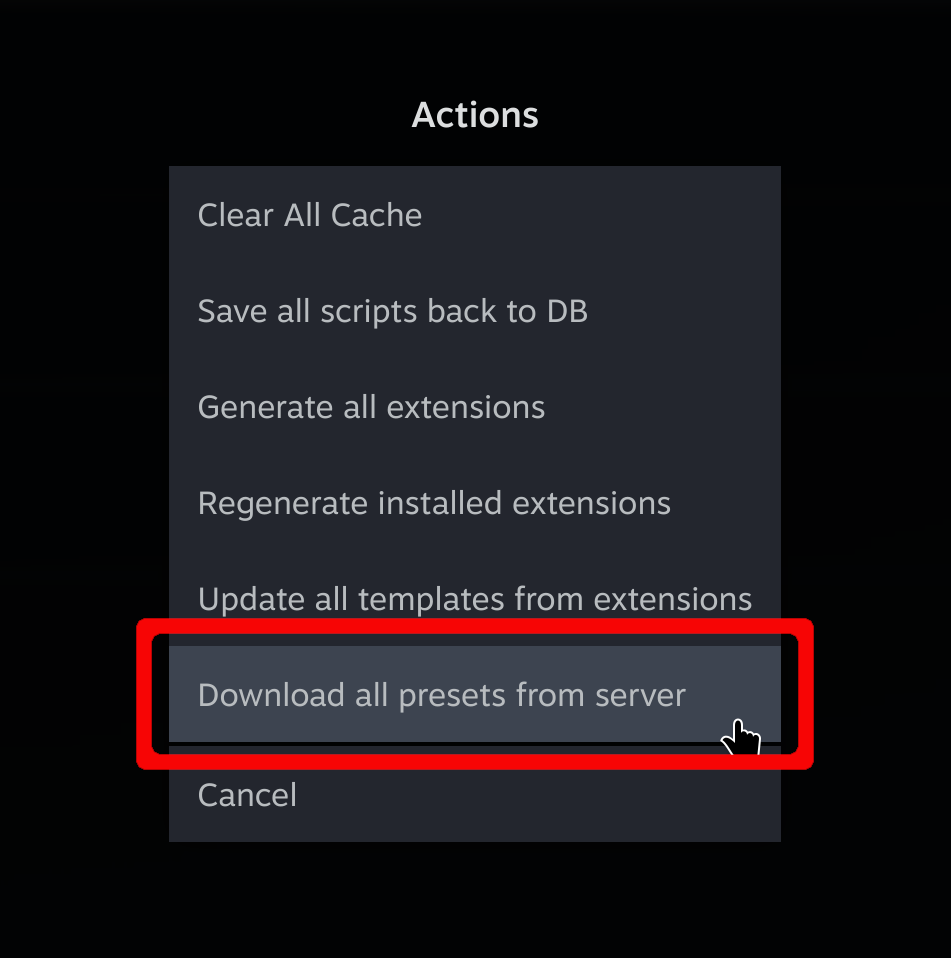Download presets option