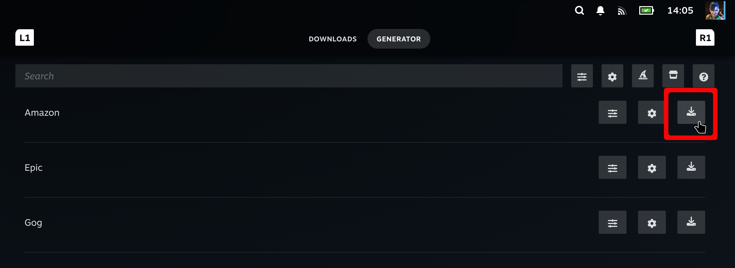 Generate extensions button