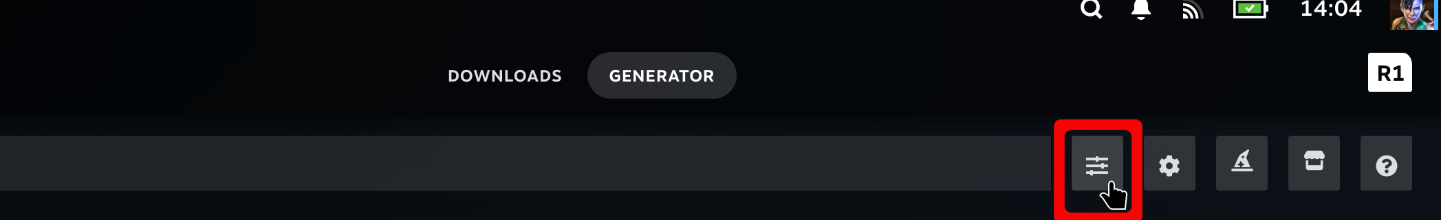 Generator sliders menu