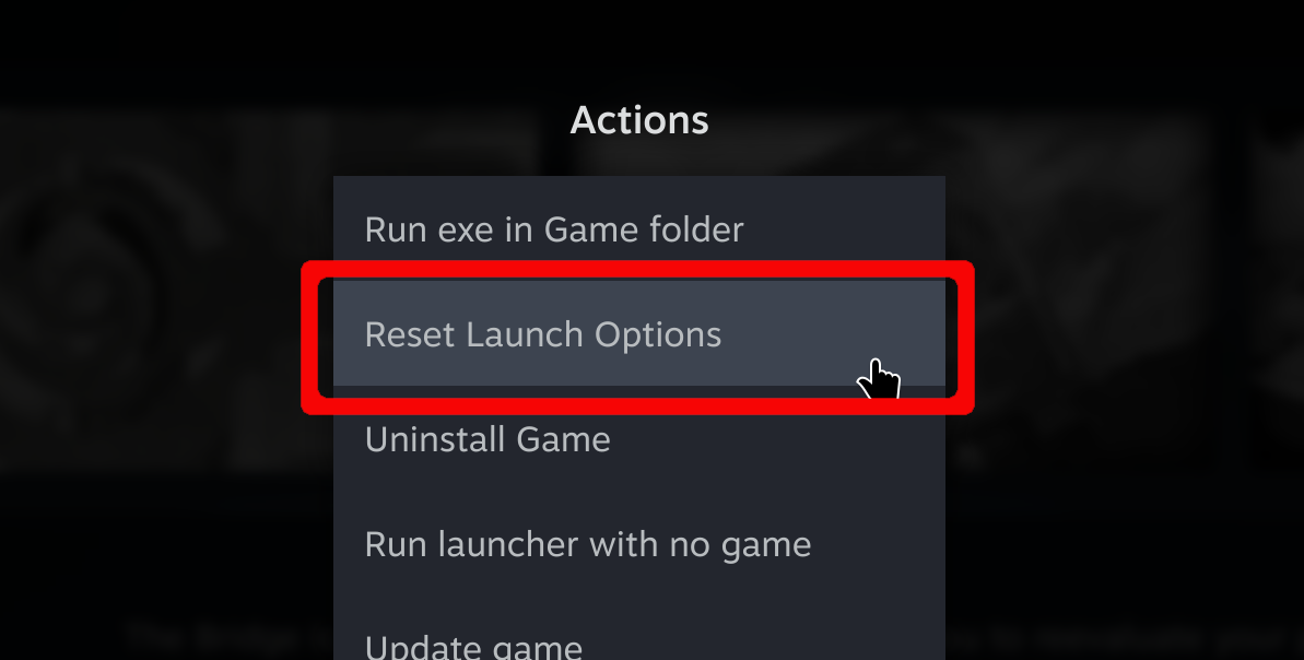 Reset launch options