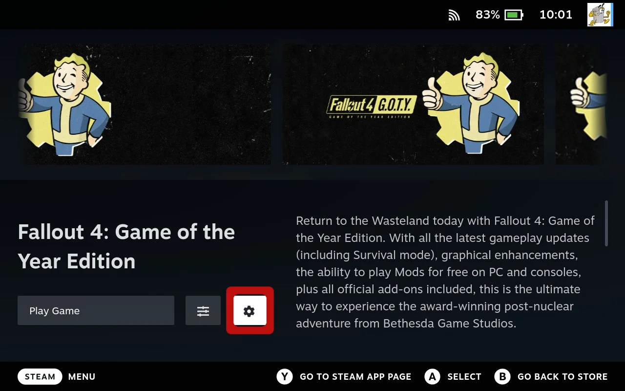 Settings menu cog icon