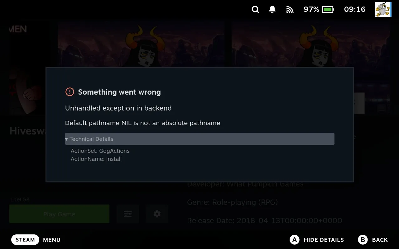 Junk Store showing Default pathname NIL is not an absolute pathname error