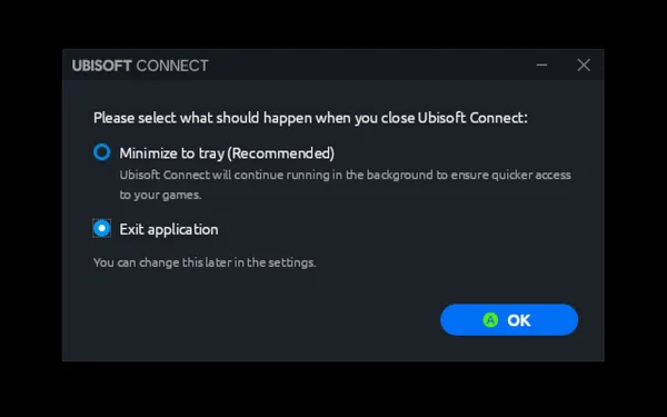 Exit UPlay application dialog