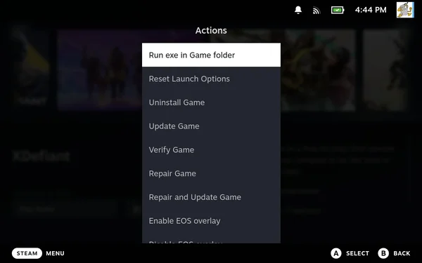 Run exe in Game Folder option