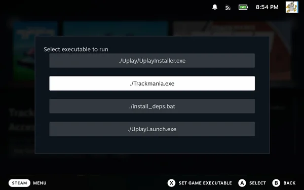 Trackmania exe menu