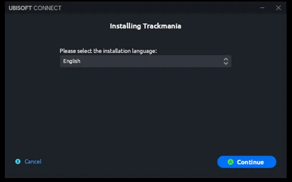 Trackmania language selection
