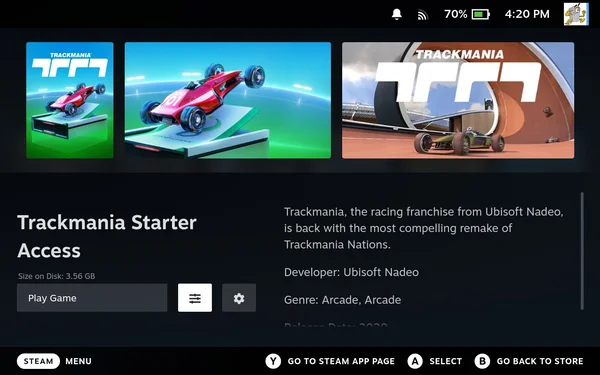 Trackmania sliders menu