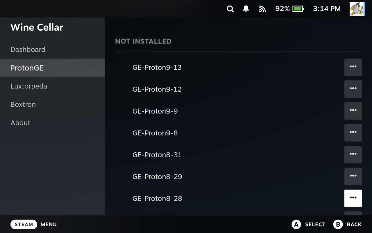 Proton version not installed